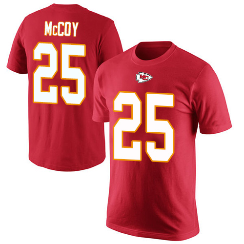 Men Kansas City Chiefs #25 McCoy LeSean Red Rush Pride Name and Number T-Shirt